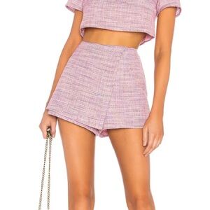 Lovers + Friends Stargazer Skort Tweed Preppy Clueless 90s Pink NWT New